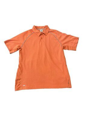 Alo Coolfit Performance Mens Polo M Orange Golf Athletic Moisture Wicking Tennis